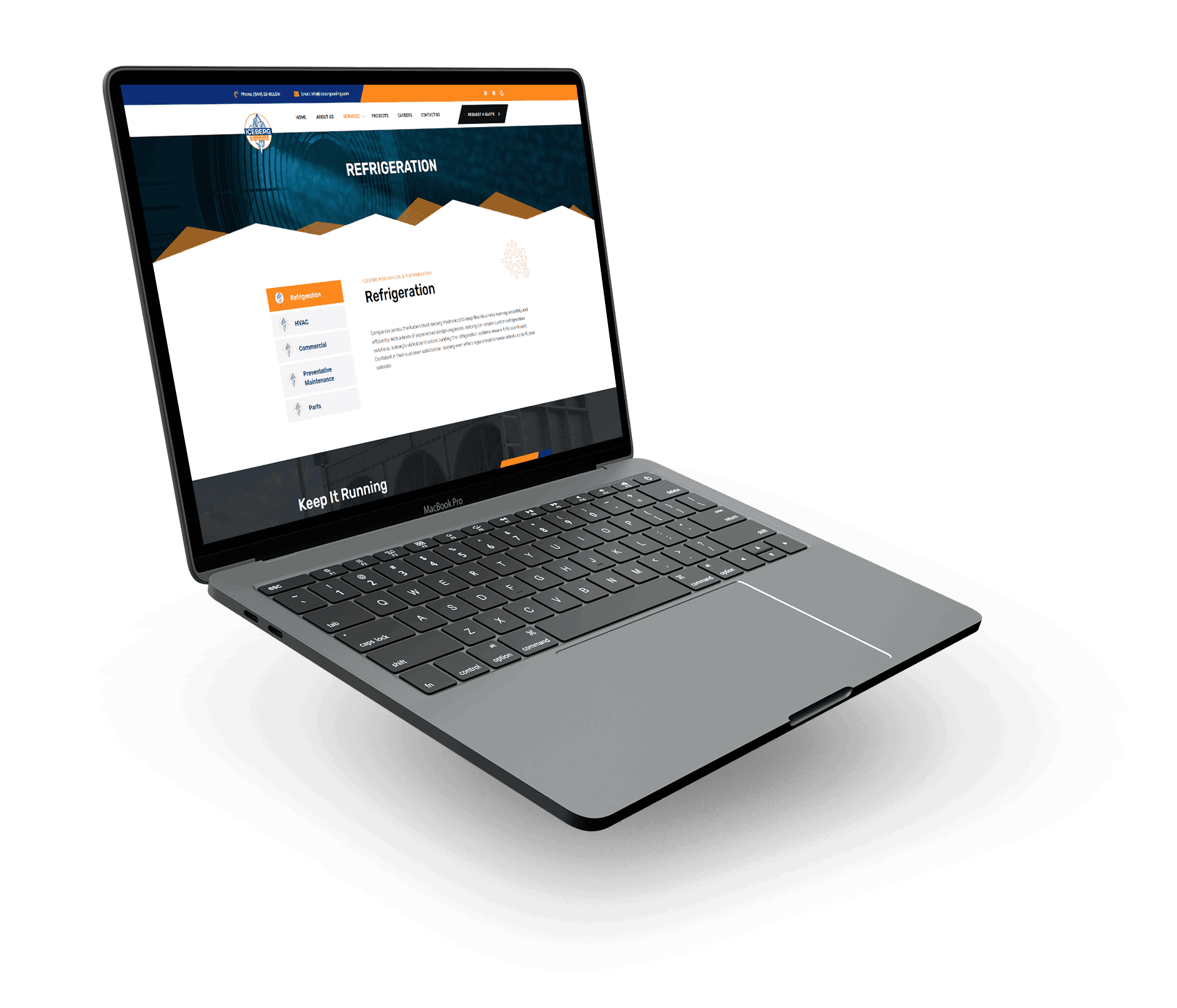 Iceberg mechanical | custom website design | branding - iceberg-laptop